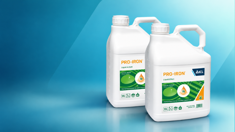 Pro-Iron Liquid ActioN and Pro-Iron Liquid Effect liquid iron products for professional turf management.