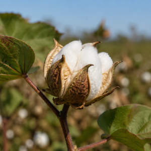 Partially open cotton boll